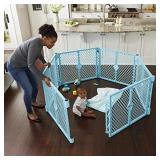 Toddleroo by North States Superyard Indoor-Outdoor Play Yard: Safe Play Area Anywhere - Folds up with Carrying Strap for Easy Travel. Freestanding. 18.5 Sq.