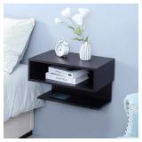WELLAND Floating Nightstand Side Table Wall Mounted Shelf with Drawer Storage, Espresso Finished