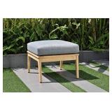 Amazonia Denton Patio Ottoman | Durable Outdoor and Indoor Furniture Made of Teak | Olefin Cushions, Light Brown