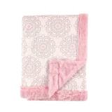Hudson Baby Girl Plush Blanket with Plush Binding and Back, One Size