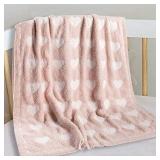Kid Nation Baby Bed Blanket, Love Heart Receiving Swaddling Blanket for Baby Boys & Girls, Unisex Plush Soft Warm Throw Blanket for Newborn Infant & Toddler, 30x40 in, Pink