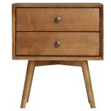 Mid-Century 2 Drawer Solid Wood Nightstand - Caramel