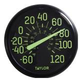 5267459 13.25 in. Indoor & Outdoor Glow-in-the-Dark Thermometer, Black