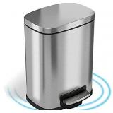 iTouchless SoftStep 1.32 Gallon Small Bathroom Stainless Steel Step Trash Can, 5 Liter Pedal Bin, Remo