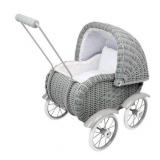 Small Foot Toys - Baby Doll Grey Vintage Wicker Pram
