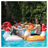 SCS Direct Chicken Fight Inflatable Pool Float Game Set - Includes 2 Giant Battle Ride-Ons - Flip Your Friends to Win! - for Kids and Adults $92.45