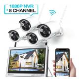 HeimVision HM243 1080P Wireless Security Camera System with 12 inch LCD Monitor, 8CH NVR 4Pcs Outdoor/Indoor WiFi Surveillance