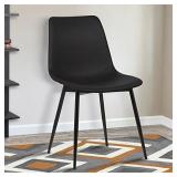 Armen Living Monte Dining Chair in Black Faux Leather and Black Powder Coat Finish,LCMOCHBLACK, Black