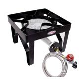Gas One Propane Single Burner 200,000BTU Heavey Duty - 0-20 PSI Adjustable Regulator and Hose Camp Stove