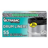 Heavy Duty 55 Gallon Trash Bags - (Large 50 Pack /w Ties) - 2 MIL Industrial Strength Plastic Drum Liners 38" x 58" Professional Black Garbage Bags for Construction, Contractors, Leaf, Yard