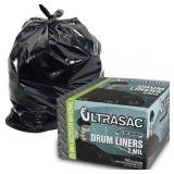 Heavy Duty 55 Gallon Trash Bags - (Large 50 Pack /w Ties) - 2 MIL Industrial Strength Plastic Drum Liners 38" x 58" Professional Black Garbage Bags for Construction, Contractors, Leaf, Yard