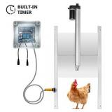 Jumbl Automatic Chicken Coop Door Opener w/Timer and Remote 11â Opening w/Infrared Safety Sensor Electrical 12V DC Actuator Motor Full Installation Kit for Poultry Ducks & Small Farm Animals