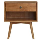 MCM 1 Drawer Solid Wood Nightstand - Caramel