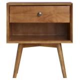MCM 1 Drawer Solid Wood Nightstand - Caramel