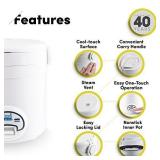 Aroma Housewares MI 3-Cup (Cooked) (1.5-Cup UNCOOKED) Cool Touch Mini Rice Cooker,White