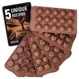 Cute Silicone Molds - 6pk Food Grade + Bonus 5 Recipes Ebook - Non-Stick - Easy To Use And Clean Candy Molds - Chocolate Molds Silicone Trays
