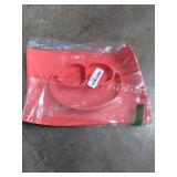 ezpz Happy Mat (Coral) - 100% Silicone Suction Plate with Built-in Placemat for Toddlers + Preschoolers - Divided Plate - Dishwasher Safe