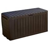 Keter Marvel Plus 71 Gallon Resin Outdoor Storage Box for Patio Furniture Cushion Storage, Brown