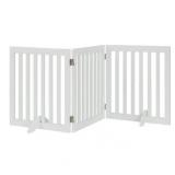 Unipaws Freestanding Wooden Dog Gate, Foldable Pet Gate with 2PCS Support Feet, Dog Barrier Indoor Pet Gate Panels for Stairs, 24 Inch Tall, 60 Inch Wide, White