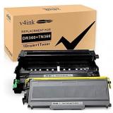V4INK Compatible Toner Cartridge and Drum Replacement Set for Brother TN360 Toner + DR360 Drum for Brother DCP-7030 DCP-7040 HL-2140 2150N HL-2170W Brother MFC-7340 MFC-7840W 7440N MFC-7345N Printer