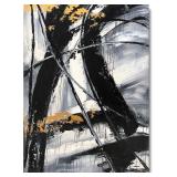 Yihui Arts Canvas Wall Art Decor Hand Painted Black and White Abstract Painting Large Art Pictures Modern Artwork for Living Room Bedroom Office Decor (24x36IN)