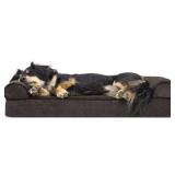FurHaven Pet Dog Bed Orthopedic Faux Fleece & Chenille Sofa-Style Couch Pet Bed for Dogs & Cats, Coffee, Medium