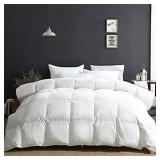 APSMILE Luxury All Season Goose Feathers Down Comforter Full/Queen Size Duvet Insert - 100% Organic Cotton, 750 Fill Power Medium Warmth, (Ivory White, 90X90)