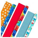 Bright Birthday 3-Pack Reversible Wrapping Paper