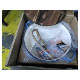 Non-Stick 2-In-1 Cast Iron Enameled Shabu Hot Pot with Wooden Lid in Blue