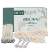 Oraganix Natural Soy Wax - 10lb Bag with 150ct Pre-Waxed Candle Wicks