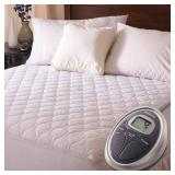 Sunbeam 2091450 Water Resistant Heated Mattress Pad, Twin - White