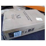 Nathan James Hylie Wood Kitchen Counter Stool, 24" Gray Upholstered Fabric Cushion, White Finish