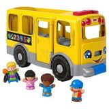 Fisher-Price Little People Big Yellow Bus, musical push and pull toy with Smart Stages for toddlers and preschool kids