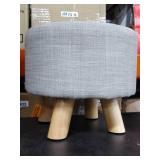 Adeco Small Fabric Ottoman - Light Grey