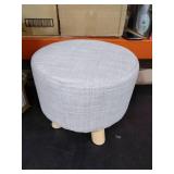 Adeco Small Fabric Ottoman - Light Grey