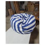 Bean Bag Chair White/Blue 32" 16 Tall