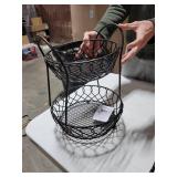 (2 Baskets) Mikasa Loop Lattice rectangular 2 Tier Basket