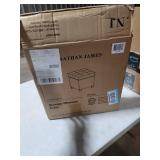 Nathan James Payton Foldable Cube Storage Ottoman Footrest and Seat with Beige Fabric