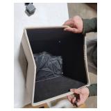 Nathan James Payton Foldable Cube Storage Ottoman Footrest and Seat with Beige Fabric