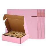 ICokin 11x9x3 Shipping Boxes Pack of 29, Pink Corrugated Cardboard Mailer Box, Literature Mailer for Small Business With 29 Pcs Free Lable (Pink)