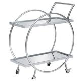 FirsTime & Co. Silver Mirrored Odessa Bar Cart, American Designed, 27.5 x 14 x 33 inches (70241)