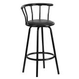 Flash Furniture Crown Back Black Metal Barstool with Black Vinyl Swivel Seat