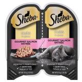 SHEBA Wet Cat Food Cuts in Gravy, Gourmet Salmon Entree, 2.6 oz. PERFECT PORTIONS Twin Pack Tray