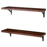 SUPERJARE Wall Mounted Floating Shelves, Set of 2, Display Ledge, Storage Rack for Room/ Kitchen /Office - Walnut