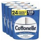 Cottonelle Ultra CleanCare Soft Toilet Paper (24 Family Mega Rolls = 128 Regular