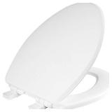 BEMIS 1600E4 000 Ashland Toilet Seat with Slow Close, Never Loosens and Provide the Perfect Fit, ELONGATED, Enameled Wood, White