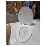BEMIS 1600E4 000 Ashland Toilet Seat with Slow Close, Never Loosens and Provide the Perfect Fit, ELONGATED, Enameled Wood, White