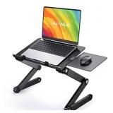 Laptop Stand, Adjustable Height Laptop Mount Computer Stand for up to 15.6" Laptops, Ergonomic Portable Laptop Riser for 2 Strengthened CPU Fans, for Lap Desk, TV Bed Tray, Sofa Couch, Black