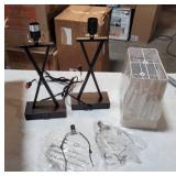 2 Black Lamp with Linen Shades14"