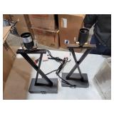 2 Black Lamp with Linen Shades14"